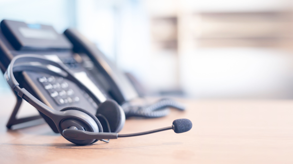 Headset and landline on desk