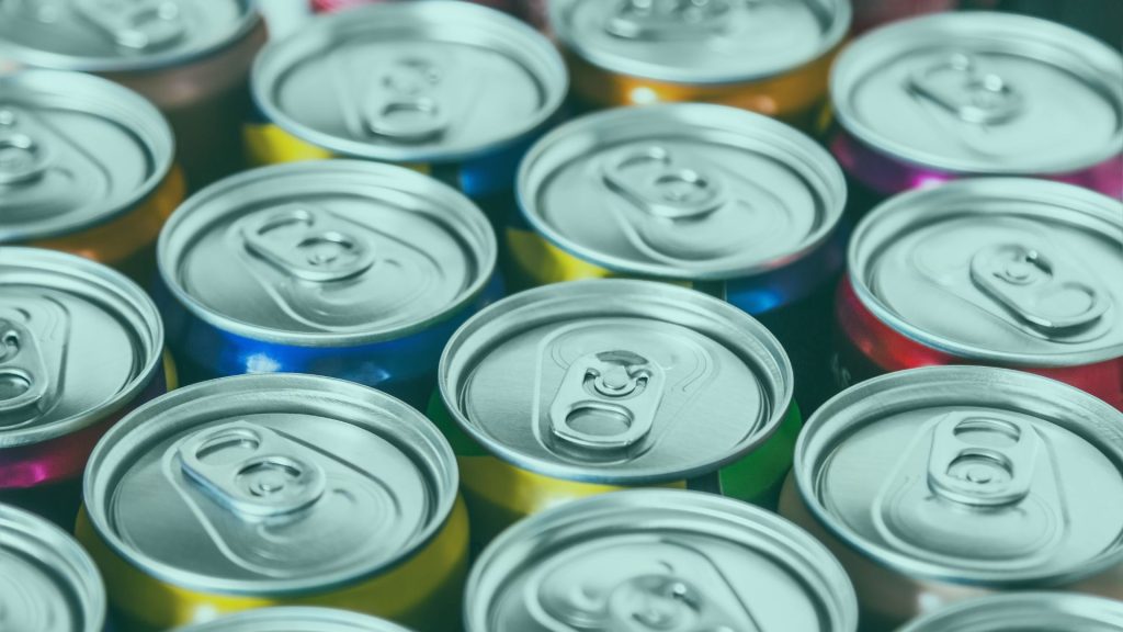 Top view of multiple drink cans