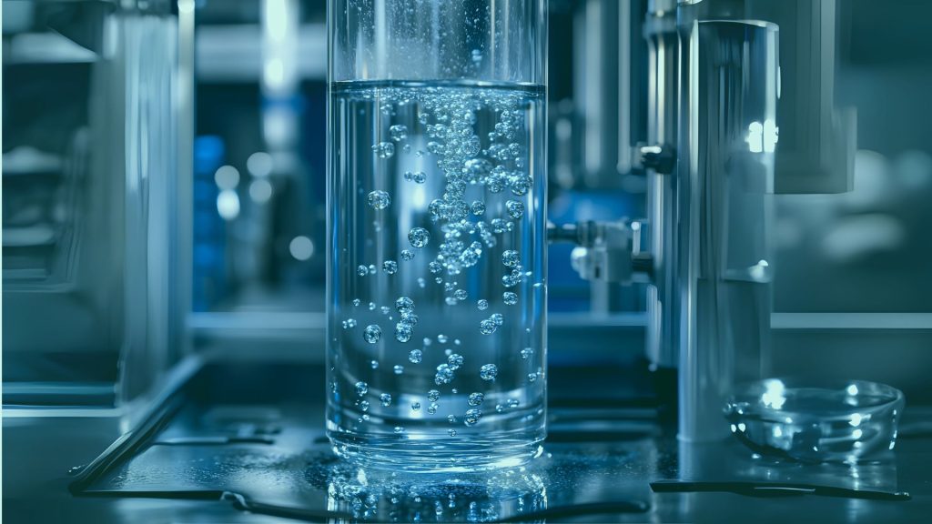 Bubbling liquid in glass tube
