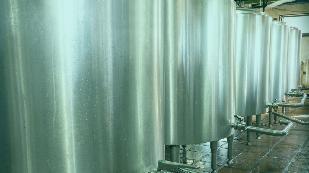 Row of large metal containers